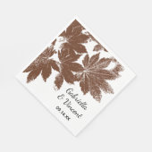 Bruine Herfst Maple Leaf Stamp Wedding Servet (Hoek)