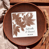Bruine Herfst Maple Leaf Stamp Wedding Servet
