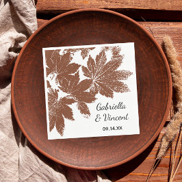 Bruine Herfst Maple Leaf Stamp Wedding Servet