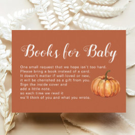 Bruine Herfst Pompoen Baby shower Boeken voor Baby Informatiekaartje