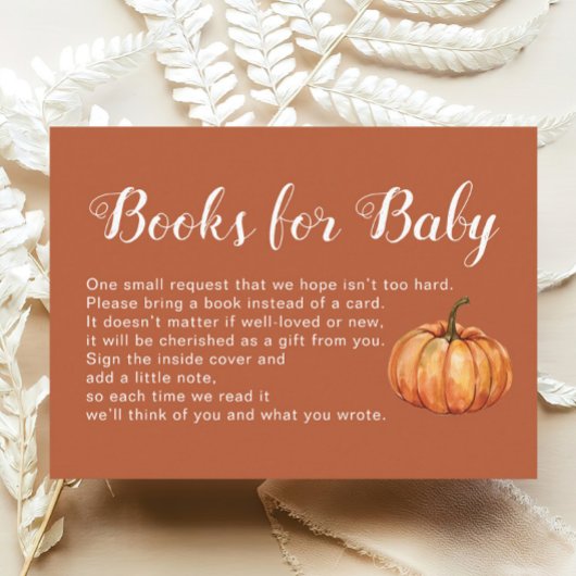 Bruine Herfst Pompoen Baby shower Boeken voor Baby Informatiekaartje