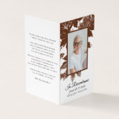 Bruine Herfstbladeren Funeral Service Herdenkingsg Visitekaartje (Buitenkant)
