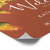 Bruine herfstbladeren herfst bruiloft welkom poster (Hoek)