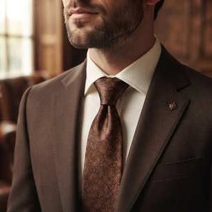 Bruine Heritage Micro-Paisley Huwelijksgast Stropdas