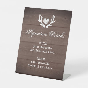 Bruine herten gewei trouw signature drankjes uit h reclamebord met voetstuk