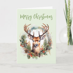 Bruine herten met gewei Rustic kerstfeest Feestdagen Kaart