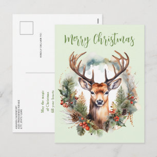 Bruine herten met gewei Rustic kerstfeest Feestdagenkaart