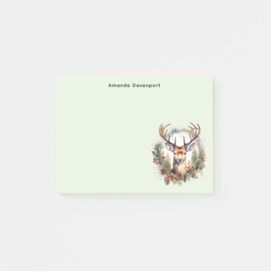 Bruine herten met gewei Rustic kerstfeest Post-it® Notes (Voorkant)