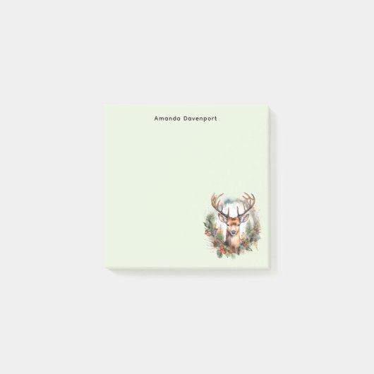 Bruine herten met gewei Rustic kerstfeest Post-it® Notes (Voorkant)