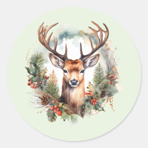 Bruine herten met gewei Rustic kerstfeest Ronde Sticker