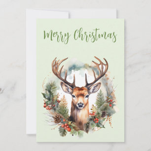 Bruine herten met gewei Rustic Kerstmis Feestdagenkaart