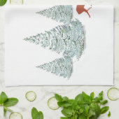 Bruine herten onder met sneeuw bedekte sparrenbome theedoek (Gevouwen)