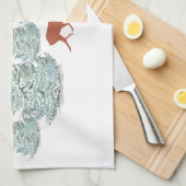 Bruine herten onder met sneeuw bedekte sparrenbome theedoek (Quarter Fold)