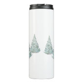Bruine herten onder met sneeuw bedekte sparrenbome thermosbeker (Achterkant)