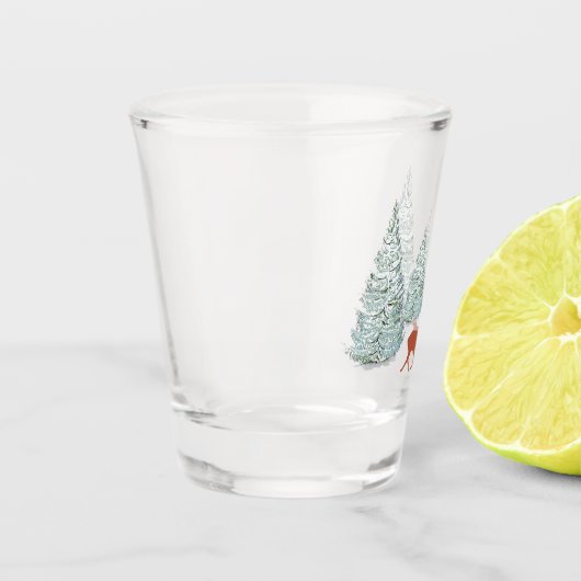 Bruine Herten & Sneeuwsparren Bomen Shot Glas (Links)