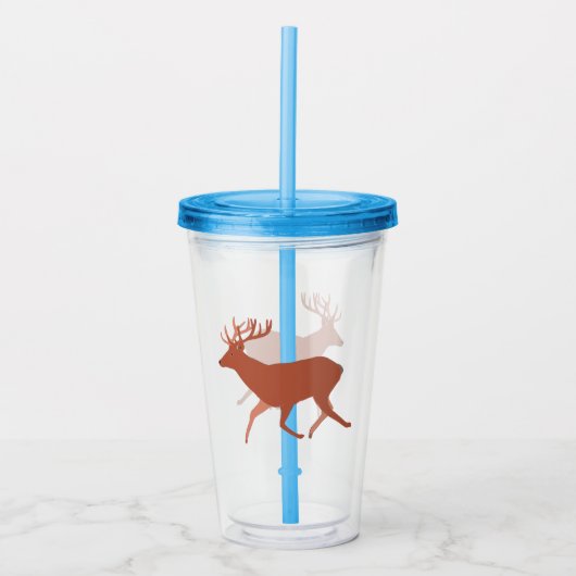 Bruine herten wandelen acryl drinkbeker (Voorkant)