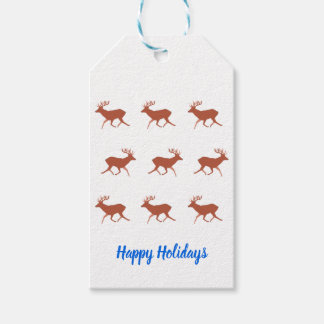 Bruine herten Wandelende Festive Patronen Cadeaulabel