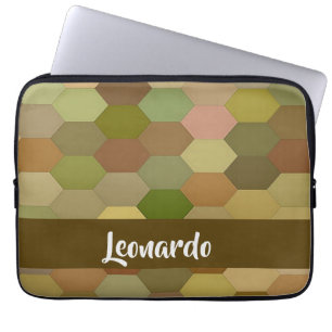 Bruine hexagon geplakt laptop sleeve