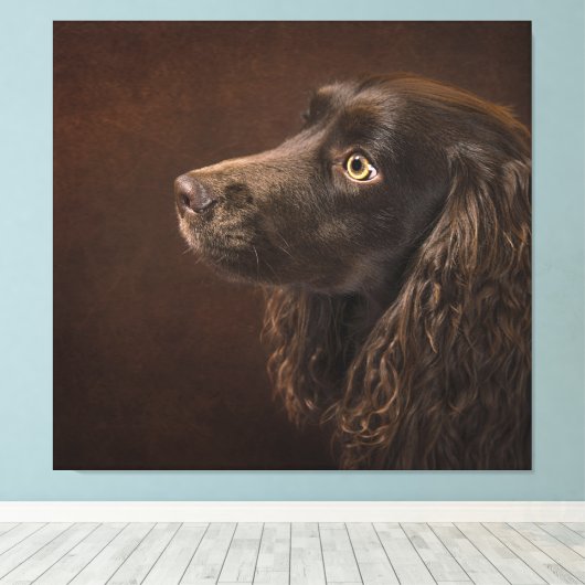 bruine hond canvas afdruk (Insitu (Houten vloer))