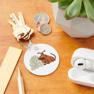 Bruine hond en Botten Sleutelhanger