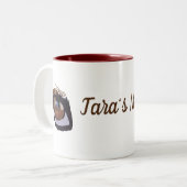 Bruine hond Eyes Aangepaste naam Tweekleurige Koffiemok (Voorkant links)