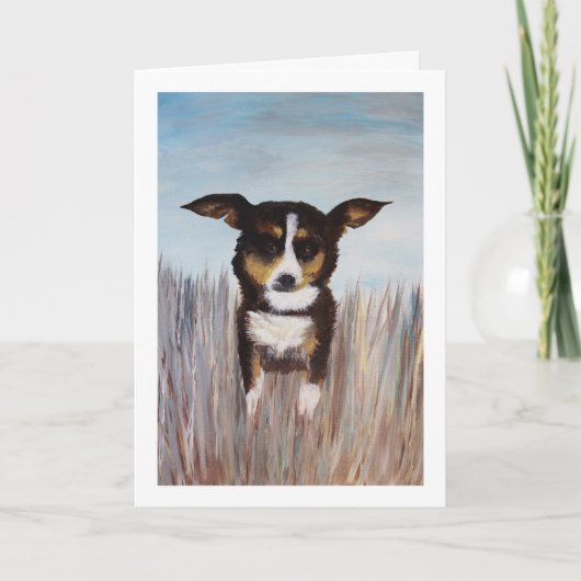 Bruine hond geschilderd op blanco kaart (Voorkant)