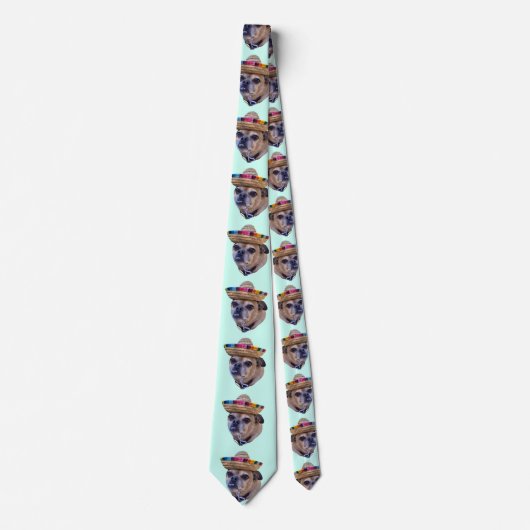 Bruine Hond Gezicht Chug Foto Stropdas (Voorkant)