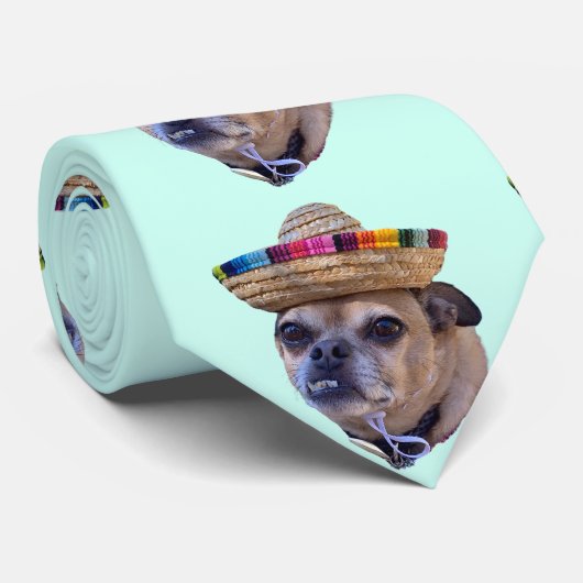 Bruine Hond Gezicht Chug Foto Stropdas (Opgerold)