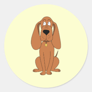 Bruine hond. Hond Cartoon met kraag. Ronde Sticker