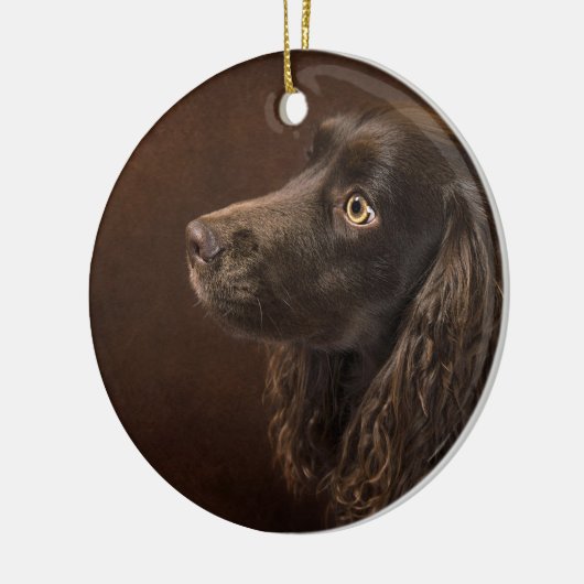 bruine hond keramisch ornament (Links)