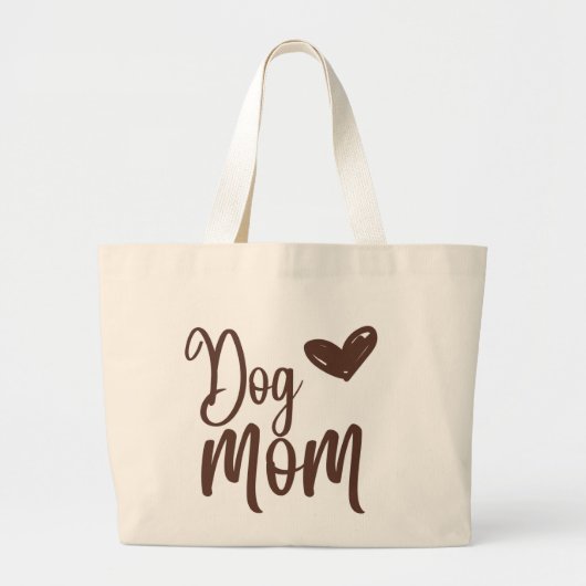 Bruine Hond Mam Grote Canvas tas (Voorkant)