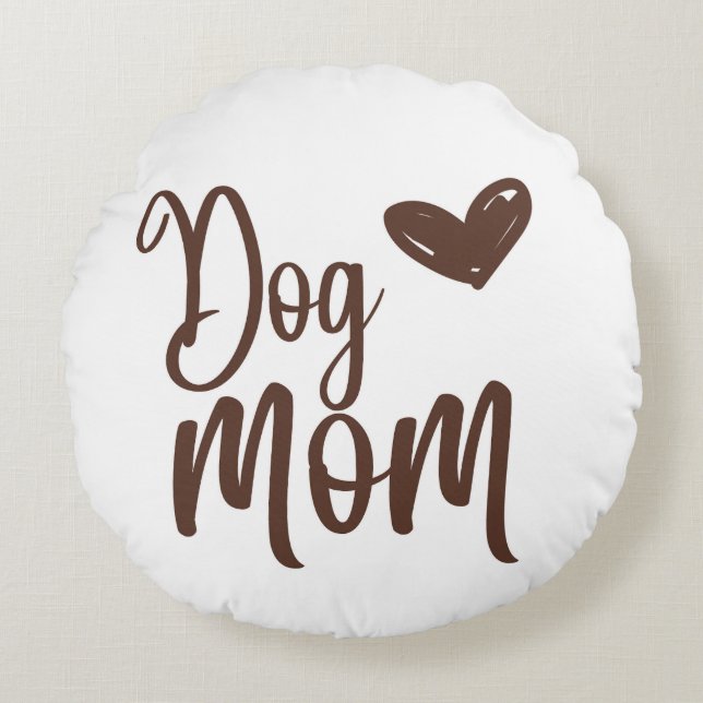 Bruine Hond Mama Ronde Kussen (Voorkant)