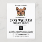 Bruine hond met Bone, Dog Walker Adverteren Flyer (Voorkant)