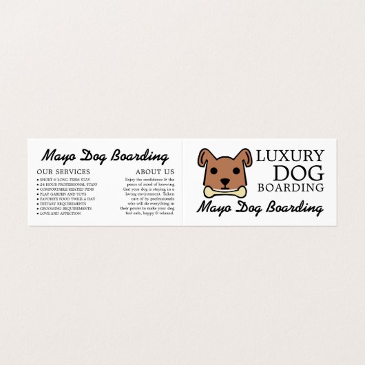 Bruine hond met bot, dog instapmodel visitekaartje (Buitenkant ongevouwen)