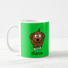 Bruine hond met bot gepersonaliseerd op groen koffiemok