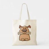 Bruine hond met een beenderen Canvas tas (Achterkant)