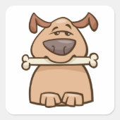 Bruine hond met een beenvierkant Sticker (Voorkant)