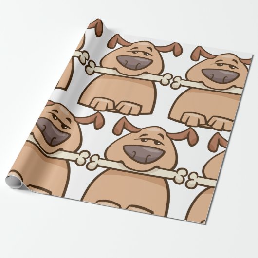 Bruine hond met een beenvouwpapier cadeaupapier (Uitgerold)