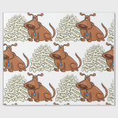 Bruine hond met stapel Botten Schattige huisdier Cadeaupapier (Vlak)