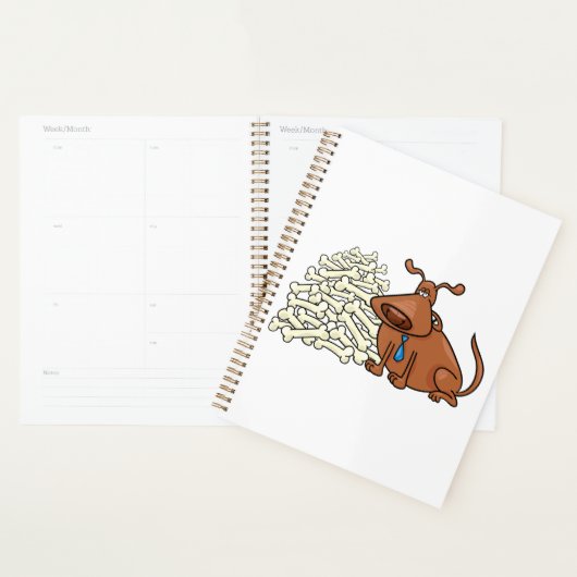 Bruine hond met stapel Botten Schattige huisdier Planner (Display)