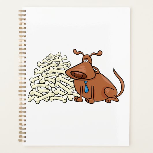 Bruine hond met stapel Botten Schattige huisdier Planner (Voorkant)