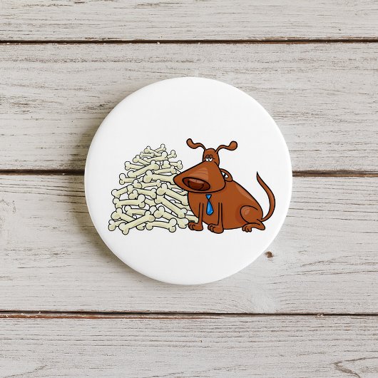 Bruine hond met stapel Botten Schattige huisdier Ronde Button 7,6 Cm