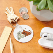 Bruine hond met stapel Botten Schattige huisdier Sleutelhanger