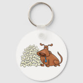 Bruine hond met stapel Botten Schattige huisdier Sleutelhanger (Achterkant)