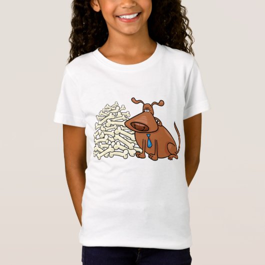 Bruine hond met stapel Botten Schattige huisdier T-shirt (Voorkant)