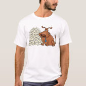 Bruine hond met stapel Botten Schattige huisdier T-shirt (Voorkant)