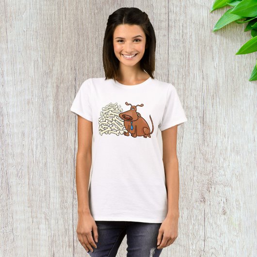 Bruine hond met stapel Botten Schattige huisdier T-shirt