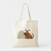 Bruine hond met stapel Botten Schattige huisdier Tote Bag (Achterkant)