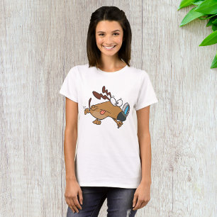 Bruine hond met vergrootglas t-shirt