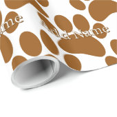 Bruine Hond Paw Print Aangepaste Naam Cadeaupapier (Rol Hoek)